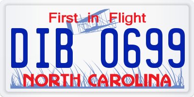 NC license plate DIB0699