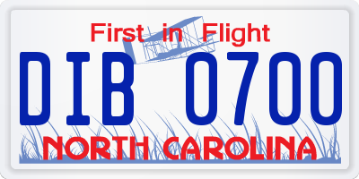 NC license plate DIB0700