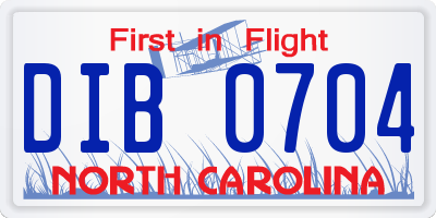 NC license plate DIB0704