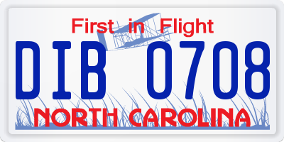NC license plate DIB0708