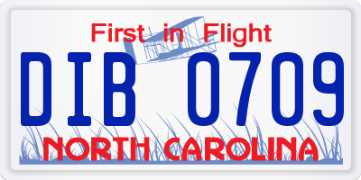 NC license plate DIB0709