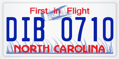 NC license plate DIB0710
