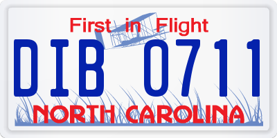 NC license plate DIB0711