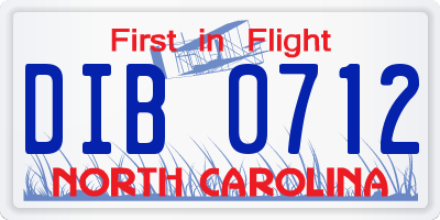 NC license plate DIB0712