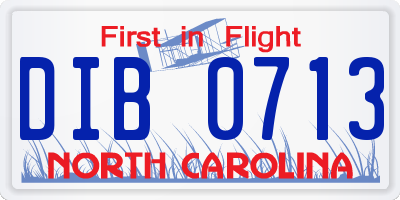 NC license plate DIB0713