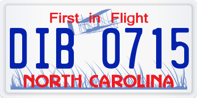 NC license plate DIB0715