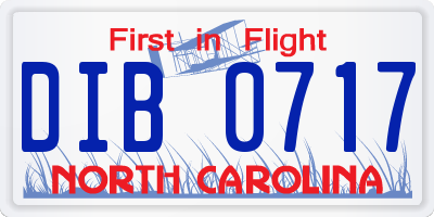 NC license plate DIB0717