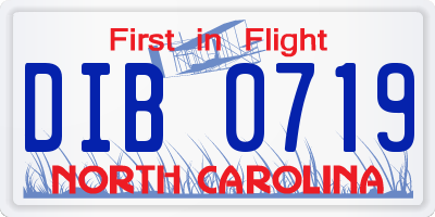 NC license plate DIB0719
