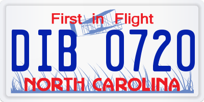 NC license plate DIB0720