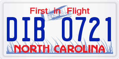 NC license plate DIB0721