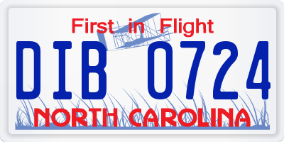 NC license plate DIB0724
