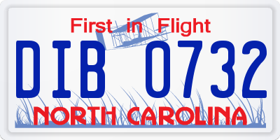 NC license plate DIB0732