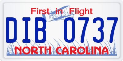 NC license plate DIB0737