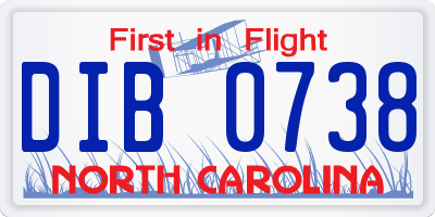 NC license plate DIB0738