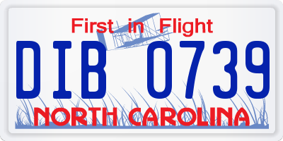NC license plate DIB0739