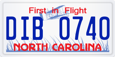 NC license plate DIB0740