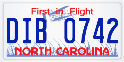 NC license plate DIB0742