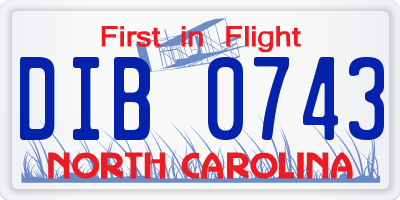 NC license plate DIB0743
