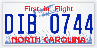 NC license plate DIB0744