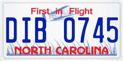 NC license plate DIB0745