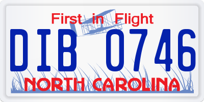 NC license plate DIB0746