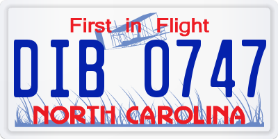 NC license plate DIB0747