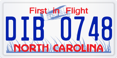 NC license plate DIB0748