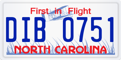NC license plate DIB0751