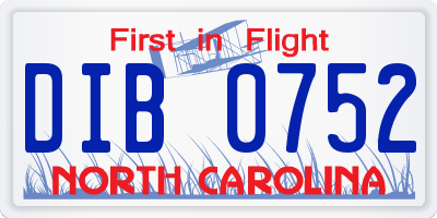 NC license plate DIB0752
