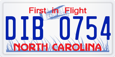 NC license plate DIB0754
