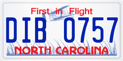NC license plate DIB0757