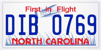 NC license plate DIB0769