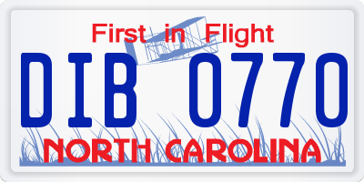 NC license plate DIB0770