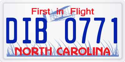 NC license plate DIB0771