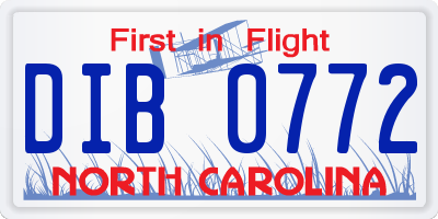 NC license plate DIB0772