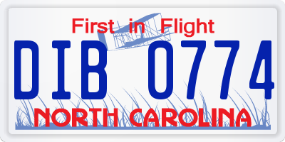 NC license plate DIB0774