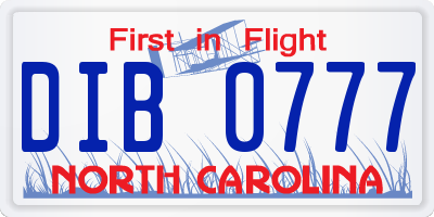 NC license plate DIB0777
