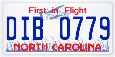 NC license plate DIB0779