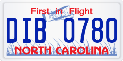 NC license plate DIB0780