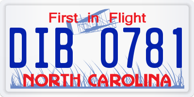 NC license plate DIB0781