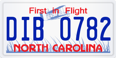NC license plate DIB0782