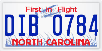 NC license plate DIB0784