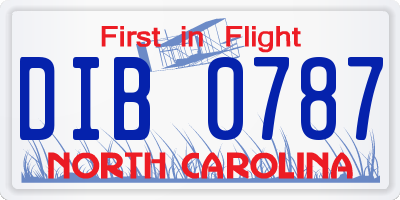 NC license plate DIB0787