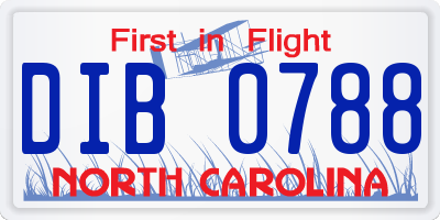 NC license plate DIB0788