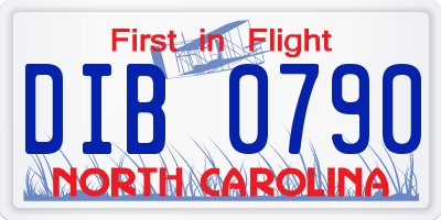 NC license plate DIB0790