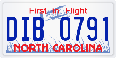 NC license plate DIB0791