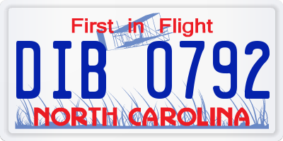 NC license plate DIB0792