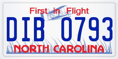 NC license plate DIB0793