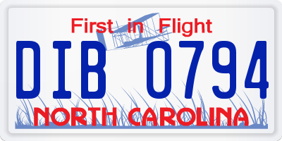 NC license plate DIB0794
