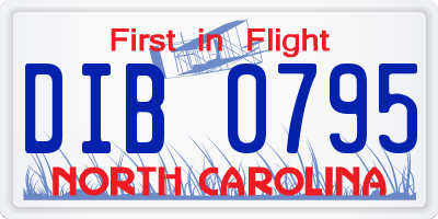 NC license plate DIB0795